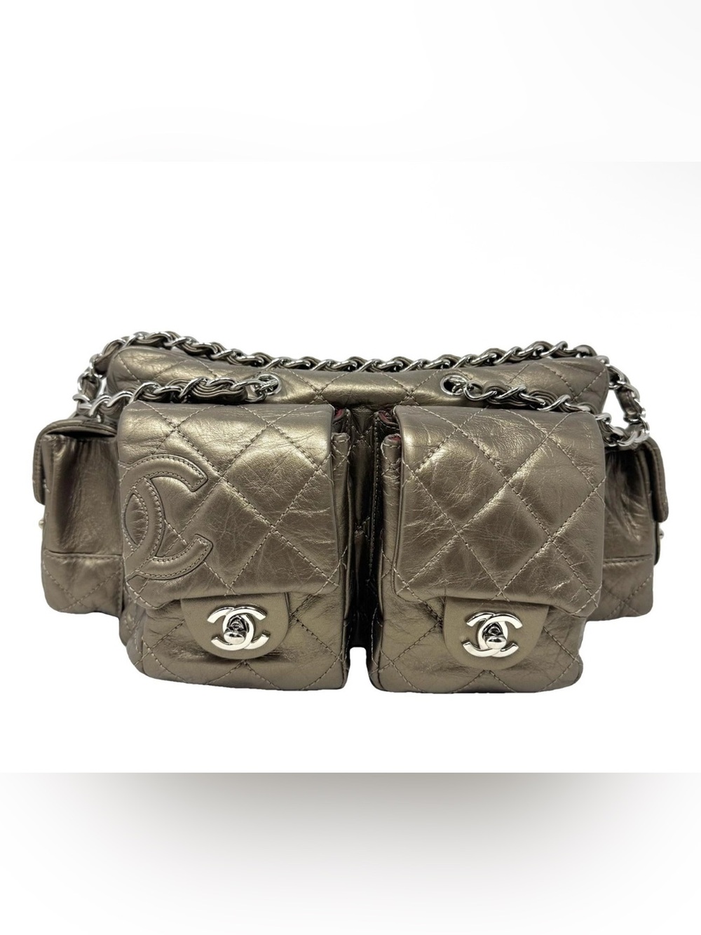 Chanel Multi Pocket Shoulder Bag - Metallic
Bronze Leather Medium size